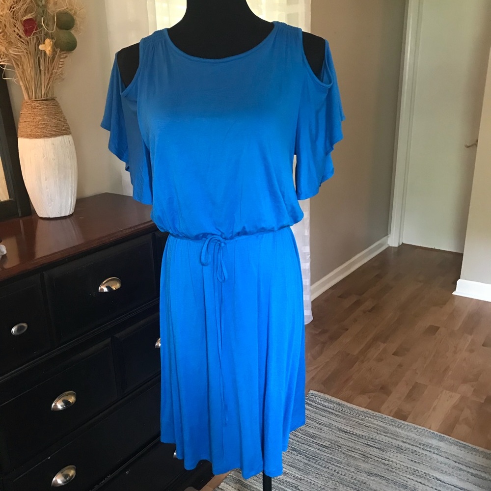 LOFT cold shoulder blue dress/ Medium